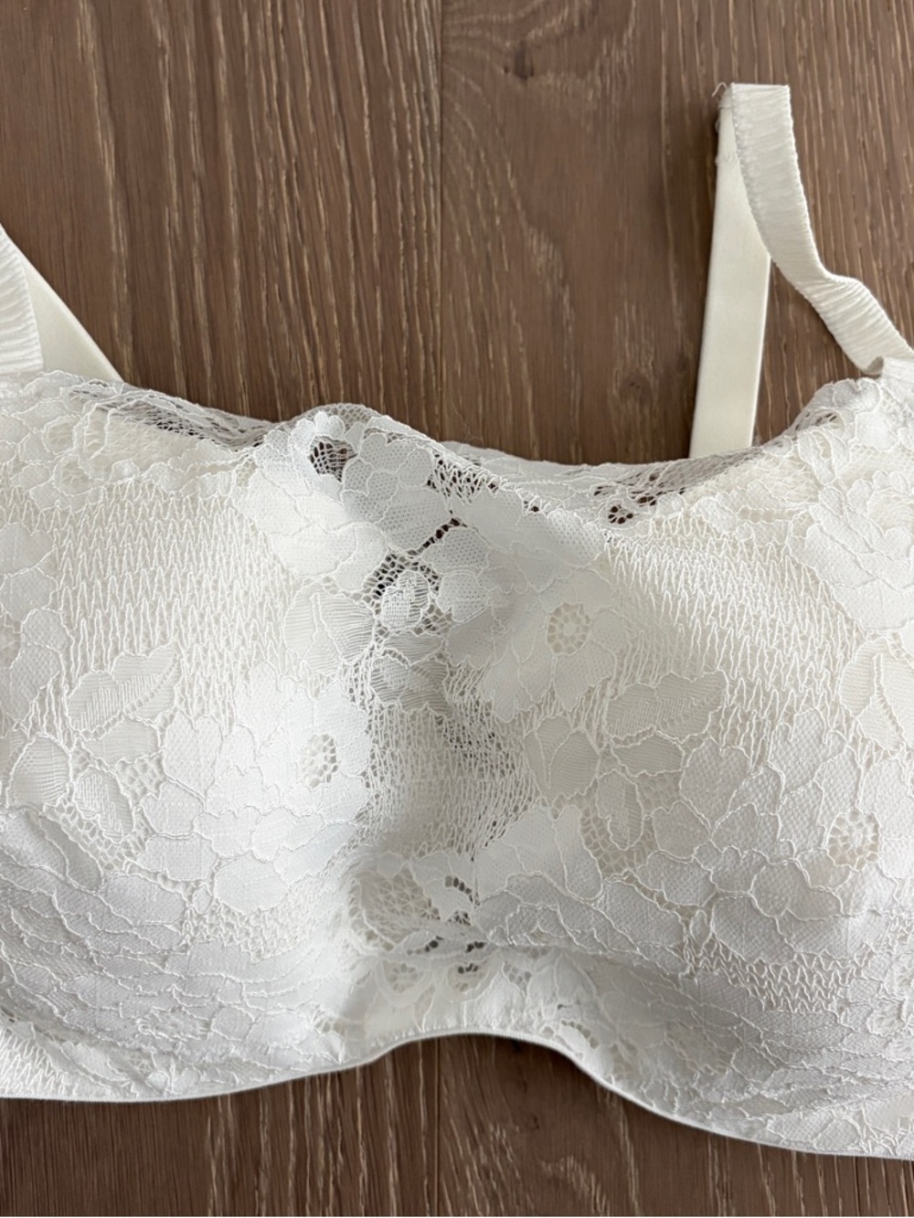Soma White Lace Bra with Floral Lace Overlay